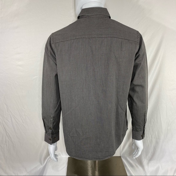 Perry Ellis Men’s Striped Long Sleeve Pocket Front Dress Shirt - Picture 3 of 9